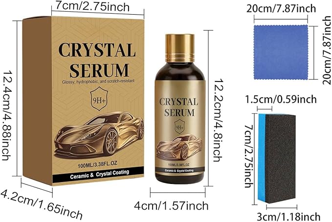 PTZ Crystal Serum, Advanced Graphene Ceramic Coating for Cars, 9H Hardness High Gloss Auto Detailing DIY Coating (3 PCS)