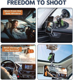 Suction Cup Phone Mount, Ultra-Stable Phone Holder for Vlog Shooting, 360 Rotation for Windshield, Roof Glass, Car Window, Fit for All Smartphones
