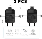 XDV Car Seat Organizers,Multi-functional Back Seat Protectors, Storage Pouches, and Tray Holders (for Cars, Kids, Seat Back and Rear Seats) (Plain Black, 2 Pcs)