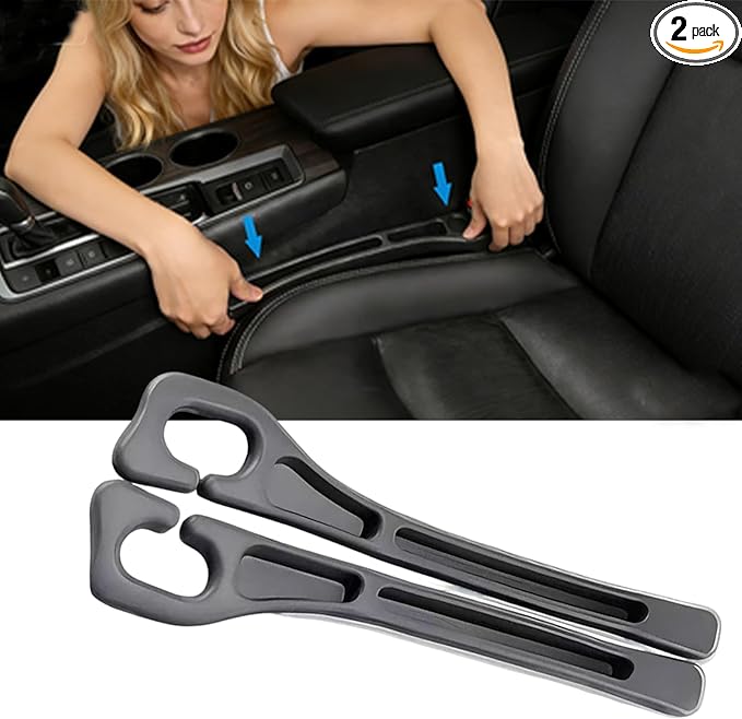 YANTING Car Seat Gap Filler 2 Pack - No Drop Seat Guard, Universal Car Seat Gap Plug with Storage Slot, Durable Non-Slip Material, Anti-Drop Gap Filler for Cars, Trucks & SUV (Black)