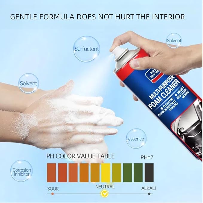 Glodway Leather Cleaner,Odor Eliminator With Brush,Foam Spray,Great For Car Interior,Seats,Leather,Fabric,Upholstery,Plastic,Dashboard More,Peach Scent,21.98 OZ