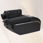 AULPHIKE Compatible with Nissan Note Armrest E-Power Car Center Console Organizer Armrests Double Door Storage with USB Ports（Black Style）