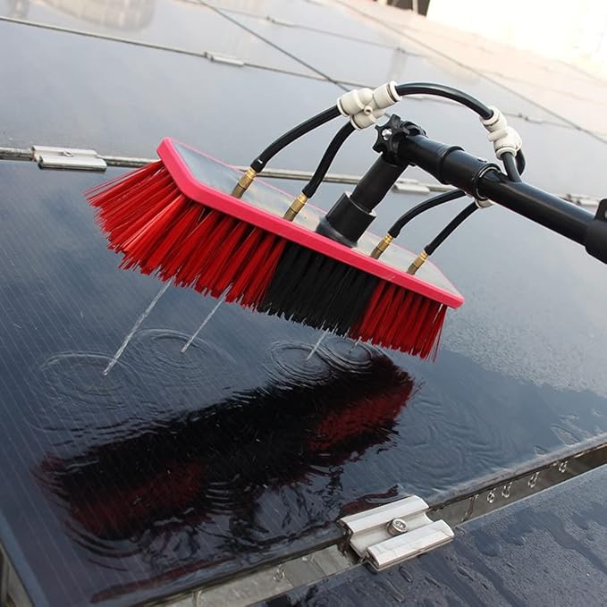 Washing Kit: Water-fed Brush,Squeegee, Window Cleaning Pole, Water Fed Telescopic Brush, Extendable Long Reach Window Cleaner Equipment,24FT (36FT(10.8m))