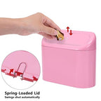 Ginsco Mini Car Trash Can with Lid, Small Car Garbage Can, Cute Leakproof ABS Car Trash Bin, Car Accessories for Interior, Garbage Bin for Car, Home, Office with 60pcs Trash Bags Pink
