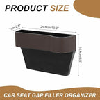 HARFINGTON 2pcs Car Seat Gap Filler Organizer 10.2 x 6.5 x 3.1 Inch ABS+Leather Universal Car Organizer Storage Box Between Seat and Console (Left+Right) with Cup Holders for Phone, Brown