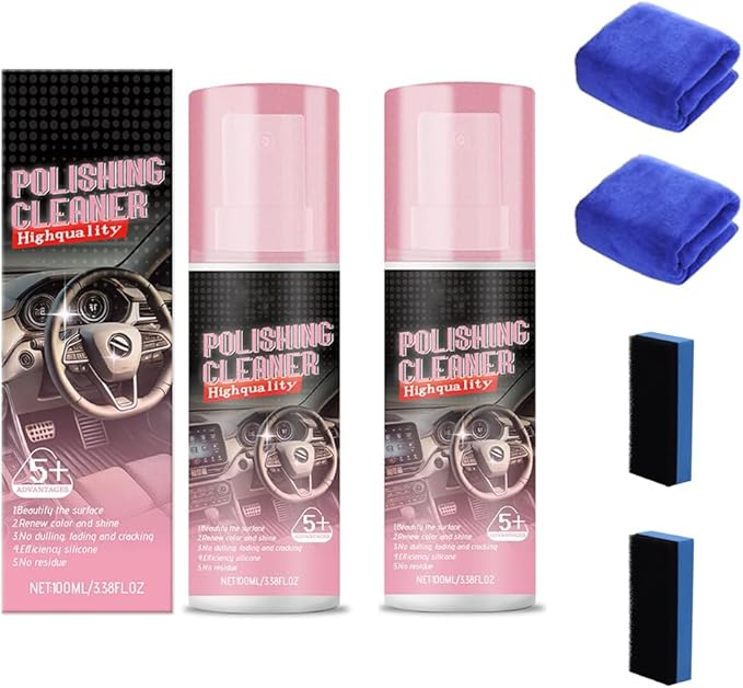 Car Interior Cleaner, Vehicle Interior Polish,Polishing Cleaner Car Interior, Car Interior Detailer and Cleaner, Vehicle Interior Polish, Interior Detailer Spray (2 Pcs)