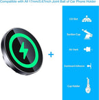 Coolpow for Magsafe Wireless Car Charger Magnetic Wireless Charging Phone Holder with 20mm Ball Mount【Super Magnet】 Magnetic Ball Mount Adapter 20mm Ball Joint Compatible with Bulletpoint Mounting