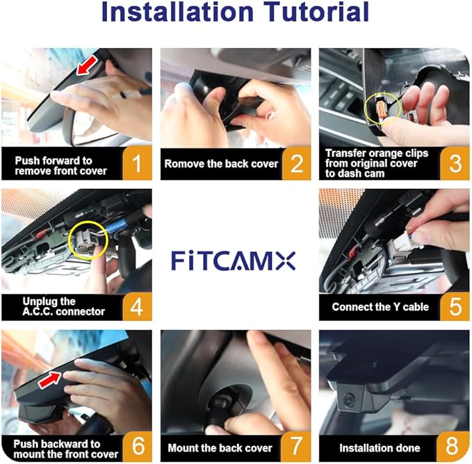 Fitcamx Front 4K+Rear 1080P Dash Cam Adapts for Toyota Grand Highlander 2024-2026 Hybrid (HD2-0E130), OEM Factory Look, Dual HD Video, WiFi & APP, Loop Recording, G-Sensor, Easy to Set, 128GB Card