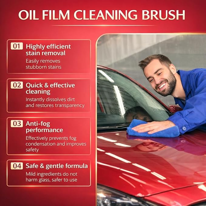 2 Pack Automotive Oil Film Cleaning Brush for Windshield, Car Glass Oil Film Remover with Hydrophobic Coating, Rain Repellent Windshield Cleaner Tool Improves Driving Visibility