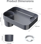 Car Seat Snack Tray for Toddlers - 3 Inch Cup Holder Fits Most Sippy Cups & Straw Bottles with Dip Well, Mess-Free Square Kids Travel Tray Road Trip Essentials, Dark Grey
