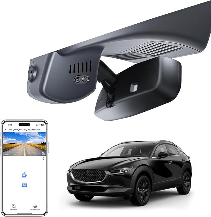 mangoal 4K Dash Cam Custom for Mazda CX-30 2024 2025 2026(Model B), UHD 2160P Video, Free App & WiFi, 64GB Card