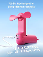 JISULIFE 3 IN 1 Handheld Mini Fan - Portable Fan & Power Bank & Flashlight, 19H Max Cooling, USB Rechargeable, Pocket-Sized for Travel, Cruise, Concerts, Makeup, 2026 Summer Gifts for Women(Fuchsia)