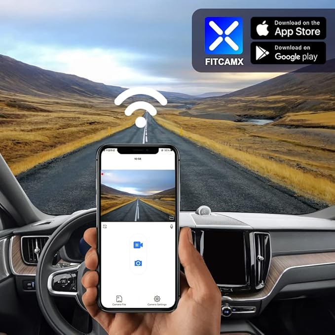 Fitcamx 2K Dual Dash Cam Suitable for Volvo XC60 V90 S90 2022-2026 B5 B6 T8 (Model B), Integrated OEM Look, Front 1440P+Rear 1080P HD Video, WiFi & APP, Loop Recording, G-Sensor, 64GB Card