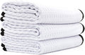 The Rag Company - Dry Me A River - Professional Korean 70/30 Blend, Microfiber Waffle-Weave, Drying & Detailing Towels, Soft Suede Edges, 390gsm, 16in x 24in, White (3-Pack)