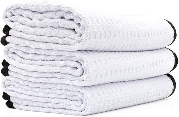 The Rag Company - Dry Me A River - Professional Korean 70/30 Blend, Microfiber Waffle-Weave, Drying & Detailing Towels, Soft Suede Edges, 390gsm, 16in x 24in, White (3-Pack)