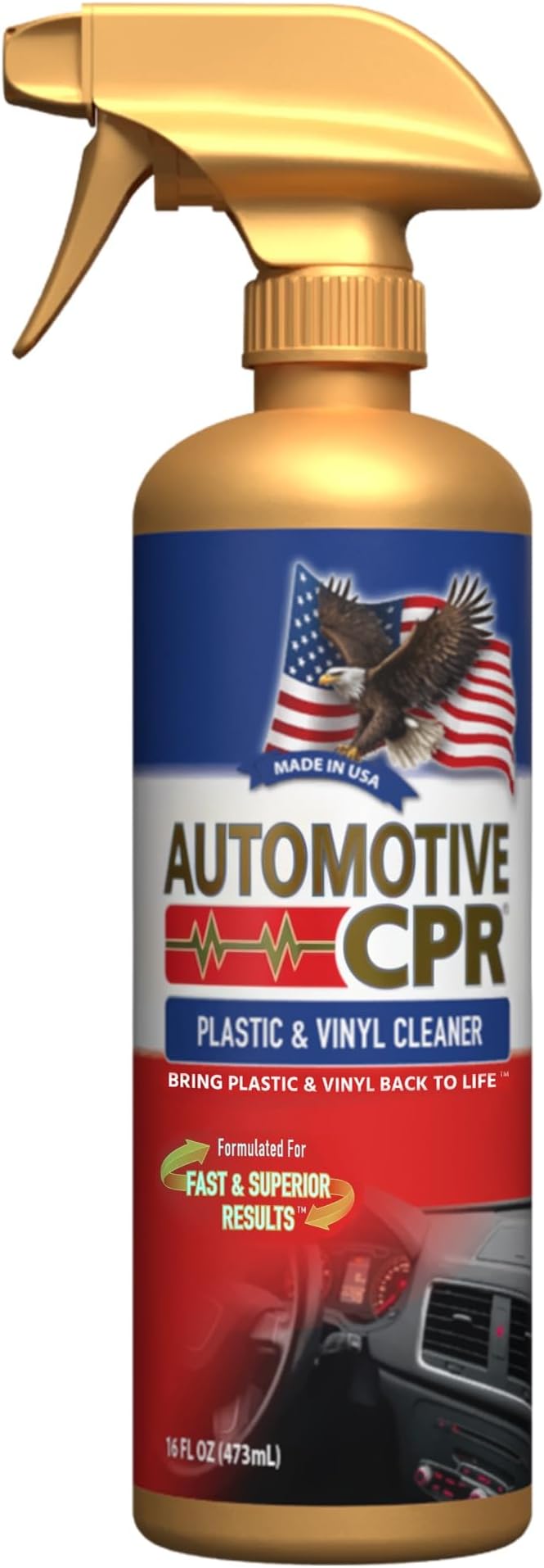 Heavy Duty Plastic & Vinyl Cleaner 16 oz – Deep Clean Spray for Vinyl Seats, Dashboards, Door Panels & Exterior Trim – Non-Greasy, Residue-Free Finish for Cars, Trucks & SUVs