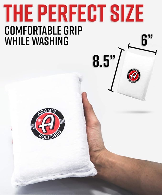 Adam's Polishes Microfiber Car Wash Sponge (2 Pack) – Premium Scratch Free Mitt for Car Cleaning | Car Detailing Accessory Works with Bucket, Car Shampoo, Foam Cannon or Foam Gun | Boat RV Motorycle