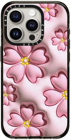 CASETiFY Impact iPhone 15 Pro Case [Slim/Compatible with Magsafe / 8.2 ft. 4X Military Grade Drop Protection] - Sakura - Clear Black