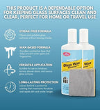 Gel-Gloss NoStreek Glass Wax Cleaner Liquid 8 oz Bundle with Microfiber Cloth - Professional-Grade Glass and Window Cleaner for Hard Water Spots, Mirrors, and Silver Polish - (3 Items)