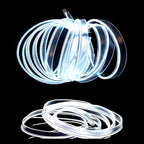 MaxLax White LED Neon Car Interior Lighting Strip - 3 Meter Flexible 12V EL Wire with Built-in Fuse Protection for Automotive Interior Customization, Featuring 6mm Sewing Trim for Easy Installation.