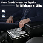 Vehicle Center Console Organizer - Floor-Mounted Lockable Storage with Dual Cup Holders, Fits Minivans, SUVs & Van Middle Seats 10.24 inch Wide