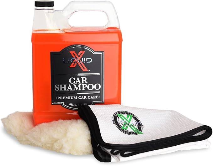 Liquid X Car Shampoo Gallon Kit - Wash Pad, Waffle Weave Drying Towel, 1 Gallon Car Wash Soap