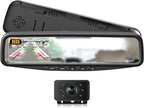 Backup Camera for car 1080P HD Wired Kit, Continuous or Reverse Viewing, 4.3'' Clip-on Mirror Monitor with Waterproof Night Vision Car Rear View License Plate Camera for Car Pickup Truck SUV Trailer