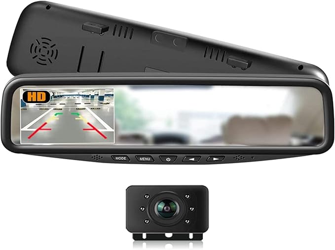 Backup Camera for car 1080P HD Wired Kit, Continuous or Reverse Viewing, 4.3'' Clip-on Mirror Monitor with Waterproof Night Vision Car Rear View License Plate Camera for Car Pickup Truck SUV Trailer