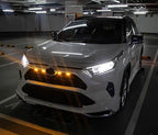 iJDMTOY Smoked Lens Front Grille TRD Style Amber Yellow LED Grill Lighting Kit Compatible with Toyota 2019-2025 RAV4, Includes (4) 12-SMD Smoke Cover LED Grille Lights & Wiring Harness