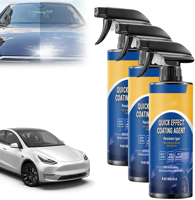Car Quick-Acting Coating Agent Spray, 120ml Car Nano Hydrophobic Ceramic Coating Kit, Easy-To-Spray Auto Paint Protection For Vehicle Shine & Protection (3PCS)