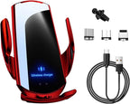 Ohleats Wireless Car Charger Mount, 15W Automotive Electric Wireless Charger Holder, Car Air Vent Mount Bracket Fast Charging for Most Smartphone, Universal Car Accessories (Red)