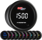 GlowShift 10 Color Digital 2200F Pyrometer Exhaust Gas Temp Gauge Kit - Includes 1/8-27 NPT Type K EGT Probe & Wiring - Multi-Color LED Display - Tinted Lens - for Car & Truck - 2-1/16" (52mm)