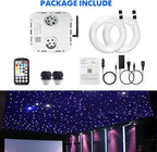 AMKI High Brightness Dual Color 32W Twinkle 2300pcs 0.03in 16.4ft Fiber Optic Starlight Headliner Kits RGBW Sound Activated APP/Remote Control Light Box for Movie Theater Home Ceiling Decor