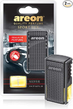 AREON AC02 Car Perfume Luxury and Elegant 0.27 oz Vent Clip Car Air Freshener, Silver Scent