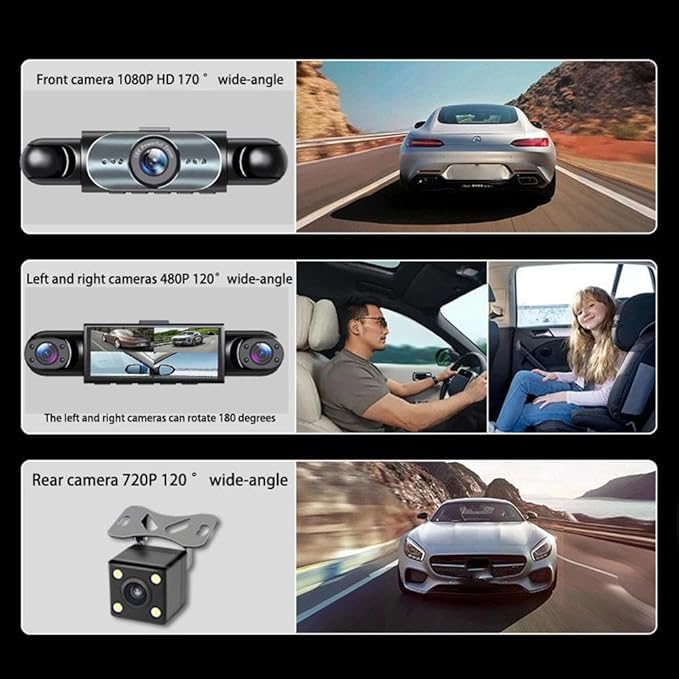 Wireless Dash Cam Front and Rear Camera System,360° 4 Channel Dash Cam 1080p Full View Car Dashcam System,Night Vision,Loop Recording,Parking Monitor,for Taxi,Fleet,Family Vehicles