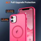SUPFINE Magnetic for iPhone 12 Mini Case & iPhone 13 Mini Case (Compatible with MagSafe) (Military Grade Drop Protection) Slim Translucent Matte Shockproof Phone Cover,Hot Pink