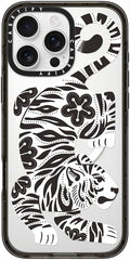 CASETiFY Impact iPhone 16 Pro Max Case [Slim/Compatible with Magsafe / 8.2 ft. 4X Military Grade Drop Protection] - Silver Tiger - Clear Black