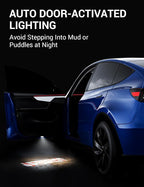 Motrobe 4PCS Puddle Lights for Tesla Model Y Juniper 2025 2026 Model 3 Highland 2024-2026 4K HD Ultra-Bright Cyber-Stripe Projection Door Lights No Error Code Never Fade Tesla Accessories