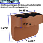 ZIMISI Car Cup Holder, PU Leather Auto Front Console Gap Filler Organizer, Multifunctional Cup Drink Holder, Car Seat Gap Filler Storage Box, Coin Bucket, Cell Mobile Phone Holder (Brown)