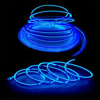 MaxLax Blue LED Neon Car Interior Lighting Strip - 3 Meter Flexible 12V EL Wire with Built-in Fuse Protection for Automotive Interior Customization, Featuring 6mm Sewing Trim for Easy Installation.