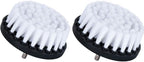 HIFROM Drill Brush - 4 inch White Scrub Brush Drill Attachment Soft Bristle Quick Change Shaft Scrub Cleaning Brush for Carpet Upholstery Leather Glass (Pack of 2)