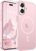 SUPFINE Magnetic for iPhone 17 Case with Screen Protector (Compatible with MagSafe)(Military Grade Drop Protection) Translucent Matte Shockproof with Anti-Fingerprint Phone Cover,Light Pink