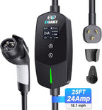 EVDANCE Level 2 EV Charger 24Amp 240V - NEMA 10-30P Charging Station, 25FT Cable for Home/Garage, J1772 Electric Vehicles & Adjustable Current (10-24A) (for J1772(Non-Tesla Evs), NEMA 10-30 Plug)