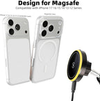 15W Magnetic Wireless Charging Phone Holder with 17mm Ball Socket for MagSafe, Universal Replacement for Car Air Vent, Dashboard, Windshield Phone Holders | Strong Magnet, 360° Rotation