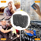 WASH&WHIPS Chenille Premium Scratch-Free Microfiber Lint-Free Blue Wash Mitt 8" x 10"in & Black Pitstop Particle Interceptor - Regular Size, 8" x 10"in