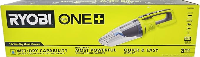 RYOBI ONE+ 18V PCL702 Cordless Wet/Dry Hand Vacuum Kit with Battery and Charger (Bulk Packaged)