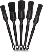 Car Detailing Brush Set, 5 Pack Auto Black Detail Brushes, Comfortable Grip and Scratch-Free Cleaning Brush for Car Interior or Exterior, Wheels, Tires, Engine Bay, Leather Seats, Door Panels, Emblems
