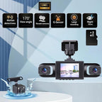 Full View Car Dashcam System, 360° 4 Channel Dash Cam for Cars Front/Rear/Left/Right, 4k Definition 1080p with 32/64/128GB, with Interior Infrared Light Sensor Loop Recording