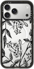 CASETiFY Impact iPhone 17 Pro Max Case [Slim/Compatible with Magsafe / 8.2 ft. 4X Military Grade Drop Protection] - Botanical Jasmine - Clear Black