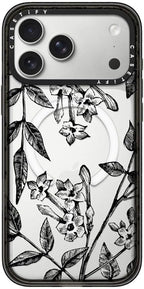 CASETiFY Impact iPhone 17 Pro Max Case [Slim/Compatible with Magsafe / 8.2 ft. 4X Military Grade Drop Protection] - Botanical Jasmine - Clear Black